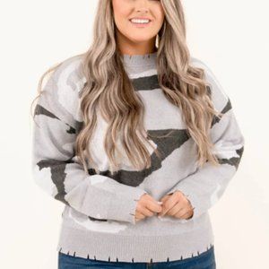 CHIC SOUL Baby I’m Yours Pink Camo Sweater Pink/Brown - Size XL